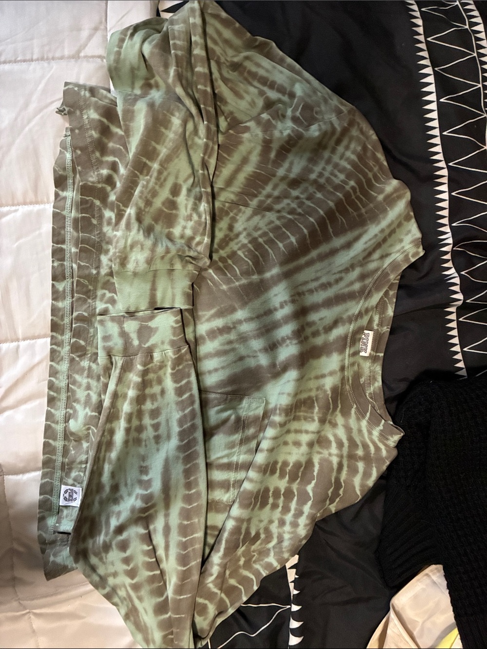 Victoria's Secret Olive Green Tie-Dye Long Sleeve Tee